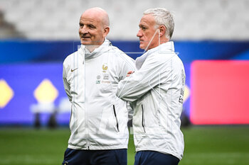 2023-03-23 - Didier DESCHAMPS of France and Guy STEPHAN of France during the training of the French team ahead of the UEFA Euro 2024, European Qualifiers football match between France and Netherlands, on March 23, 2023 at Stade de France in Saint-Denis near Paris, France - FOOTBALL - FRANCE V NETHERLANDS - TRAINING AND PRESS CONFERENCE - UEFA EUROPEAN - SOCCER