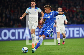 2023-03-23 - Mateo Retegui of Italy scores 1-2 goal during the UEFA Euro 2024, European Qualifiers, Group C football match between Italy and England on March 23, 2023 at Stadio Diego Armando Maradona in Naples, Italy - FOOTBALL - EURO 2024 - QUALIFYING - ITALY V ENGLAND - UEFA EUROPEAN - SOCCER