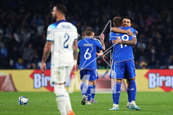 2023-03-23 - Mateo Retegui of Italy celebrates with his teammates after scoring 1-2 goal during the UEFA Euro 2024, European Qualifiers, Group C football match between Italy and England on March 23, 2023 at Stadio Diego Armando Maradona in Naples, Italy - FOOTBALL - EURO 2024 - QUALIFYING - ITALY V ENGLAND - UEFA EUROPEAN - SOCCER