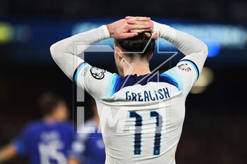 2023-03-23 - Jack Grealish of England reacts during the UEFA Euro 2024, European Qualifiers, Group C football match between Italy and England on March 23, 2023 at Stadio Diego Armando Maradona in Naples, Italy - FOOTBALL - EURO 2024 - QUALIFYING - ITALY V ENGLAND - UEFA EUROPEAN - SOCCER