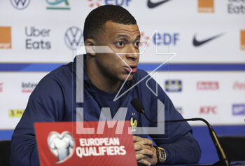 2023-03-24 - kylian Mbappe of France answers to the media during a press conference ahead of the UEFA Euro 2024, European Qualifiers football match between France and Netherlands, on March 23, 2023 at Stade de France in Saint-Denis near Paris, France - FOOTBALL - FRANCE V NETHERLANDS - TRAINING AND PRESS CONFERENCE - UEFA EUROPEAN - SOCCER