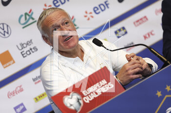 2023-03-24 - Coach of France Didier Deschamps answers to the media during a press conference ahead of the UEFA Euro 2024, European Qualifiers football match between France and Netherlands, on March 23, 2023 at Stade de France in Saint-Denis near Paris, France - FOOTBALL - FRANCE V NETHERLANDS - TRAINING AND PRESS CONFERENCE - UEFA EUROPEAN - SOCCER