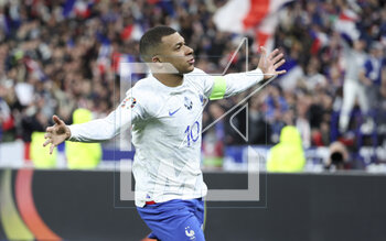 2023-03-25 - Kylian Mbappe of France celebrates his second goal during the UEFA Euro 2024, European Qualifiers, Group B football match between France and Netherlands on March 24, 2023 at Stade de France in Saint-Denis near Paris, France - FOOTBALL - EURO 2024 - QUALIFYING - FRANCE V NETHERLANDS - UEFA EUROPEAN - SOCCER