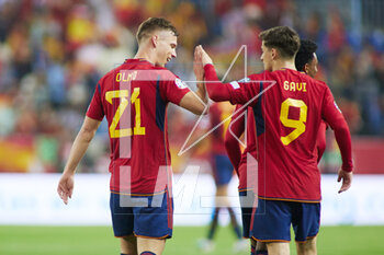25/03/2023 - Dani Olmo of Spain celebrates a goal with Pablo Martin Paez Gavilan "Gavi" during the UEFA EURO 2024, European Qualifiers group A football match between Spain and Norway on March 25, 2023 at La Rosaleda Stadium in Malaga, Spain - FOOTBALL - EURO 2024 - QUALIFYING - SPAIN V NORWAY - UEFA EUROPEI - CALCIO