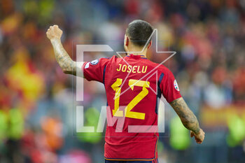 2023-03-25 - Joselu of Spain celebrates a goal during the UEFA EURO 2024, European Qualifiers group A football match between Spain and Norway on March 25, 2023 at La Rosaleda Stadium in Malaga, Spain - FOOTBALL - EURO 2024 - QUALIFYING - SPAIN V NORWAY - UEFA EUROPEAN - SOCCER