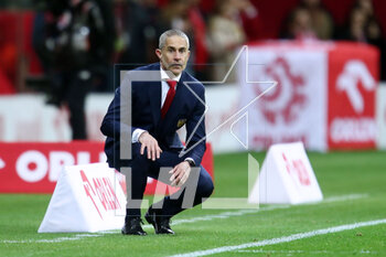 2023-03-27 - Coach Sylvinho of Albania during the UEFA Euro 2024, European Qualifiers, Group E football match between Poland and Albania on March 27, 2023 at PGE Narodowy in Warsaw, Poland - FOOTBALL - EURO 2024 - QUALIFYING - POLAND V ALBANIA - UEFA EUROPEAN - SOCCER