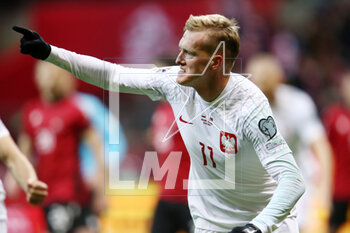 2023-03-27 - Karol Swiderski of Poland celebrates his goal during the UEFA Euro 2024, European Qualifiers, Group E football match between Poland and Albania on March 27, 2023 at PGE Narodowy in Warsaw, Poland - FOOTBALL - EURO 2024 - QUALIFYING - POLAND V ALBANIA - UEFA EUROPEAN - SOCCER