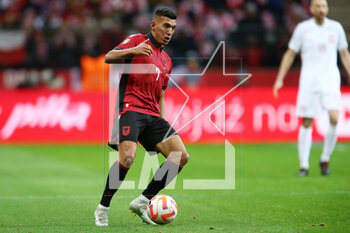 2023-03-27 - Myrto Uzuni of Albania during the UEFA Euro 2024, European Qualifiers, Group E football match between Poland and Albania on March 27, 2023 at PGE Narodowy in Warsaw, Poland - FOOTBALL - EURO 2024 - QUALIFYING - POLAND V ALBANIA - UEFA EUROPEAN - SOCCER