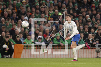 2023-03-27 - Benjamin Pavard of France during the UEFA Euro 2024, European Qualifiers, Group B football match between Republic of Ireland and France on March 27, 2023 at Dublin Arena in Dublin, Republic of Ireland - FOOTBALL - EURO 2024 - QUALIFYING - REPUBLIC OF IRELAND V FRANCE - UEFA EUROPEAN - SOCCER