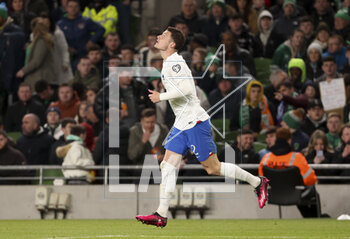 2023-03-27 - Benjamin Pavard of France celebrates his goal during the UEFA Euro 2024, European Qualifiers, Group B football match between Republic of Ireland and France on March 27, 2023 at Dublin Arena in Dublin, Republic of Ireland - FOOTBALL - EURO 2024 - QUALIFYING - REPUBLIC OF IRELAND V FRANCE - UEFA EUROPEAN - SOCCER