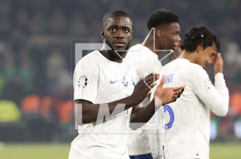 2023-03-27 - Dayot Upamecano of France celebrates the victory following the UEFA Euro 2024, European Qualifiers, Group B football match between Republic of Ireland and France on March 27, 2023 at Dublin Arena in Dublin, Republic of Ireland - FOOTBALL - EURO 2024 - QUALIFYING - REPUBLIC OF IRELAND V FRANCE - UEFA EUROPEAN - SOCCER