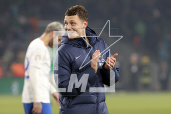 2023-03-27 - Benjamin Pavard of France celebrates the victory following the UEFA Euro 2024, European Qualifiers, Group B football match between Republic of Ireland and France on March 27, 2023 at Dublin Arena in Dublin, Republic of Ireland - FOOTBALL - EURO 2024 - QUALIFYING - REPUBLIC OF IRELAND V FRANCE - UEFA EUROPEAN - SOCCER