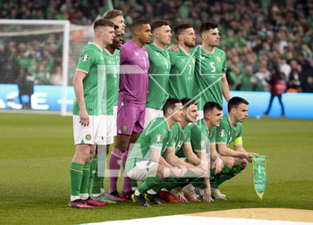 2023-03-27 - Team of Ireland poses before the UEFA Euro 2024, European Qualifiers, Group B football match between Republic of Ireland and France on March 27, 2023 at Dublin Arena in Dublin, Republic of Ireland - FOOTBALL - EURO 2024 - QUALIFYING - REPUBLIC OF IRELAND V FRANCE - UEFA EUROPEAN - SOCCER