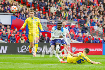 2023-03-28 - England midfielder Bukayo Saka (7) scores a goal 2-0 during the UEFA Euro 2024, European Qualifiers football match between England and Ukraine on 26 March 2023 at Wembley Stadium in London, England - FOOTBALL - EURO 2024 - QUALIFYING - ENGLAND V UKRAINE - UEFA EUROPEAN - SOCCER