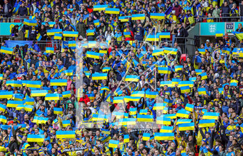 2023-03-28 - Ukraine fans during the UEFA Euro 2024, European Qualifiers football match between England and Ukraine on 26 March 2023 at Wembley Stadium in London, England - FOOTBALL - EURO 2024 - QUALIFYING - ENGLAND V UKRAINE - UEFA EUROPEAN - SOCCER