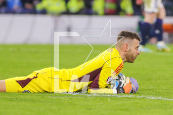 2023-03-28 - Angus Gunn of Scotland during the UEFA Euro 2024, European Qualifiers, Group A football match between Scotland and Spain on March 28, 2023 at Hampden Park in Glasgow, Scotland - FOOTBALL - EURO 2024 - QUALIFYING - SCOTLAND V SPAIN - UEFA EUROPEAN - SOCCER
