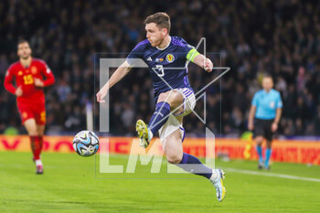 2023-03-28 - Andy Robertson of Scotland during the UEFA Euro 2024, European Qualifiers, Group A football match between Scotland and Spain on March 28, 2023 at Hampden Park in Glasgow, Scotland - FOOTBALL - EURO 2024 - QUALIFYING - SCOTLAND V SPAIN - UEFA EUROPEAN - SOCCER