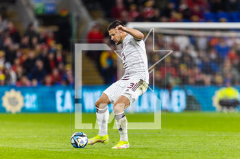 2023-03-28 - Latvian defender Marcis Oss during the UEFA Euro 2024, European Qualifiers football match between Wales and Latvia on 28 March 2023 at the Cardiff City Stadium in Cardiff, Wales - FOOTBALL - EURO 2024 - QUALIFYING - WALES V LATVIA - UEFA EUROPEAN - SOCCER