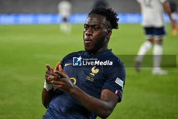 2023-06-22 - Happiness of France U21’s Arnaud Kalimuendo after scores a goal during the first qualifying round UEFA European Under-21 Championship 2023 soccer match Italy U21 vs. France U21 at the Cluj Arena stadium in Cluj Napoca, Romania, 22nd of June 2023 - UNDER 21 MEN - FRANCE VS ITALY - UEFA EUROPEAN - SOCCER