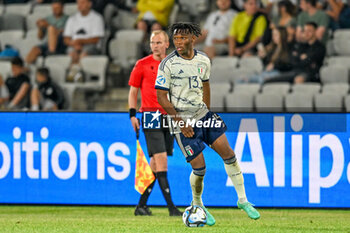 2023-06-22 - Italy U21’s Iyenoma Destiny Udogie during the first qualifying round UEFA European Under-21 Championship 2023 soccer match Italy U21 vs. France U21 at the Cluj Arena stadium in Cluj Napoca, Romania, 22nd of June 2023 - UNDER 21 MEN - FRANCE VS ITALY - UEFA EUROPEAN - SOCCER
