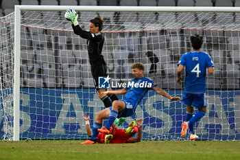 2023-06-25 - pItaly U21’s Marco Carnesecchi saves the ball during the first qualifying round UEFA European Under-21 Championship 2023 soccer match Italy U21 vs. Swiss U21 at the Cluj Arena stadium in Cluj Napoca, Romania, 25nd of June 2023 - UNDER 21 MEN - SWITZERLAND VS ITALY - UEFA EUROPEAN - SOCCER