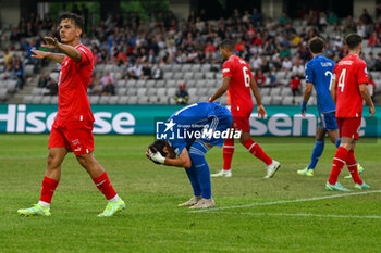 2023-06-25 - Italy U21’s Matteo Cancellieri shows his disappointment after misses the shot during the first qualifying round UEFA European Under-21 Championship 2023 soccer match Italy U21 vs. Swiss U21 at the Cluj Arena stadium in Cluj Napoca, Romania, 25nd of June 2023 - UNDER 21 MEN - SWITZERLAND VS ITALY - UEFA EUROPEAN - SOCCER
