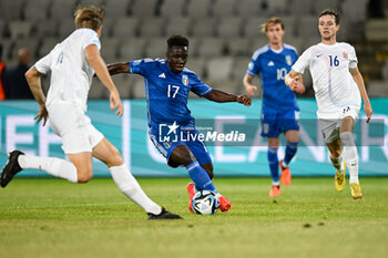 2023-06-28 - dItaly U21’s Wilfried Gnonto during the third qualifying round UEFA European Under-21 Championship 2023 soccer match Italy U21 vs. Norway U21 at the Cluj Arena stadium in Cluj Napoca, Romania, 28nd of June 2023 - UNDER 21 MEN - ITALY VS NORWAY - UEFA EUROPEAN - SOCCER