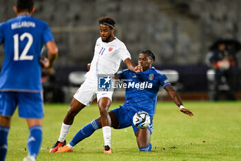 2023-06-28 - Norway U21’s Emil Ceide and Italy U21’s Caleb Okoli during the third qualifying round UEFA European Under-21 Championship 2023 soccer match Italy U21 vs. Norway U21 at the Cluj Arena stadium in Cluj Napoca, Romania, 28nd of June 2023 - UNDER 21 MEN - ITALY VS NORWAY - UEFA EUROPEAN - SOCCER