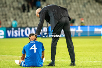 2023-06-28 - Paolo Nicolato head coach of Italy U21 consoles Italy U21’s Samuele Ricci shows his disappointment after loosing the match and qualification at quarter-final during UEFA European Under-21 Championship 2023 soccer match Italy U21 vs. Norway U21 at the CFR Cluj Stadium in Cluj Napoca, Romania, 28nd of June 2023 - UNDER 21 MEN - ITALY VS NORWAY - UEFA EUROPEAN - SOCCER
