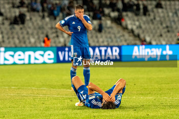 2023-06-28 - Italy U21’s Samuele Ricci shows his disappointment after loosing the match and qualification at quarter-final during UEFA European Under-21 Championship 2023 soccer match Italy U21 vs. Norway U21 at the CFR Cluj Stadium in Cluj Napoca, Romania, 28nd of June 2023 - UNDER 21 MEN - ITALY VS NORWAY - UEFA EUROPEAN - SOCCER