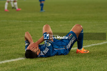 2023-06-28 - Italy U21’s Fabiano Parisi shows his disappointment after loosing the match and qualification at quarter-final during UEFA European Under-21 Championship 2023 soccer match Italy U21 vs. Norway U21 at the CFR Cluj Stadium in Cluj Napoca, Romania, 28nd of June 2023 - UNDER 21 MEN - ITALY VS NORWAY - UEFA EUROPEAN - SOCCER