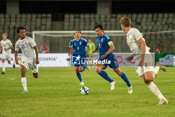 2023-06-28 - Italy U21’s Sandro Tonali in action against during the third qualifying round UEFA European Under-21 Championship 2023 soccer match Italy U21 vs. Norway U21 at the CFR Cluj Stadium in Cluj Napoca, Romania, 28nd of June 2023 - UNDER 21 MEN - ITALY VS NORWAY - UEFA EUROPEAN - SOCCER