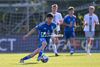 2023-05-24 - Italy U17’s Mattia Mannini in action during the qualifying phase Under-17 Championship Hungary 2023 soccer match Italy U17 vs. Slovenia U17 at the Globall Football Park stadium in Telki, Hungary, 24th of May 2023 - UNDER 17 MEN - SLOVENIA VS ITALY - UEFA EUROPEAN - SOCCER