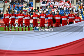 2023-05-30 - Polonia U17 lined up for the national anthems ceremony during the qualifying phase Under-17 Championship Hungary 2023 soccer match Poland U17 vs. Germany U17 at the Pancho Arena stadium in Felcsut, Hungary, 30rd of May 2023 - U17 - POLAND U17 VS GERMANY U17 - UEFA EUROPEAN - SOCCER