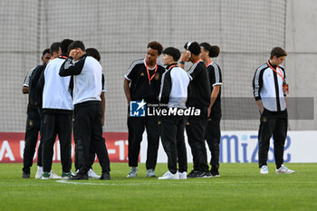 2023-06-02 - Germany U17 checking the field before the final phase Under-17 Championship Hungary 2023 soccer match Germany U17 vs. France U17 at the Nandor Hidegkuti Stadion stadium in Budapest, Hungary, 2nd of June 2023 - UNDER 17 FINAL - GERMANY VS FRANCE - UEFA EUROPEAN - SOCCER