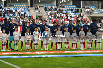 2023-06-02 - France U17 lined up for the national anthems ceremony during the final phase Under-17 Championship Hungary 2023 soccer match Germany U17 vs. France U17 at the Nandor Hidegkuti Stadion stadium in Budapest, Hungary, 2nd of June 2023 - UNDER 17 FINAL - GERMANY VS FRANCE - UEFA EUROPEAN - SOCCER