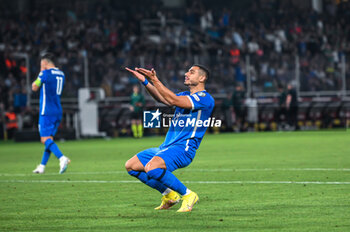 2023-06-16 - 19 GIORGOS GIAKOUMAKIS of Greece during the UEFA EURO 2024 qualifying round group B match between Greece and the Republic of Ireland at OPAP Arena on May 16, 2023, in Athens, Greece. - QUALIFICATIONS - GREECE VS IRELAND - UEFA EUROPEAN - SOCCER