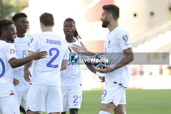 2023-06-16 - Olivier Giroud of France celebrates his goal with teammates during the UEFA Euro 2024, European Qualifiers, Group B, football match between Gibraltar and France on June 16, 2023 at Estadio Algarve in Faro, Portugal - FOOTBALL - EURO 2024 - QUALIFYING - GIBRALTAR V FRANCE - UEFA EUROPEAN - SOCCER