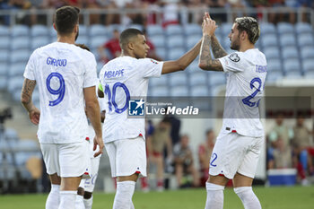2023-06-16 - Kylian Mbappe of France celebrates his goal with Theo Hernandez during the UEFA Euro 2024, European Qualifiers, Group B, football match between Gibraltar and France on June 16, 2023 at Estadio Algarve in Faro, Portugal - FOOTBALL - EURO 2024 - QUALIFYING - GIBRALTAR V FRANCE - UEFA EUROPEAN - SOCCER