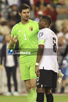 2023-06-17 - Belgium goalkeeper Thibaut Courtois and David Alaba of Austria following the UEFA Euro 2024, European Qualifiers, Group F, football match between Belgium and Austria on June 17, 2023 at King Baudouin Stadium in Brussels, Belgique - FOOTBALL - EURO 2024 - QUALIFYING - BELGIUM V AUSTRIA - UEFA EUROPEAN - SOCCER