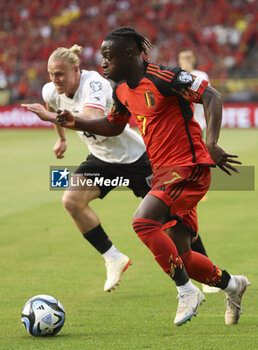 2023-06-17 - Jeremy Doku of Belgium, left Xaver Schlager of Austria during the UEFA Euro 2024, European Qualifiers, Group F, football match between Belgium and Austria on June 17, 2023 at King Baudouin Stadium in Brussels, Belgique - FOOTBALL - EURO 2024 - QUALIFYING - BELGIUM V AUSTRIA - UEFA EUROPEAN - SOCCER