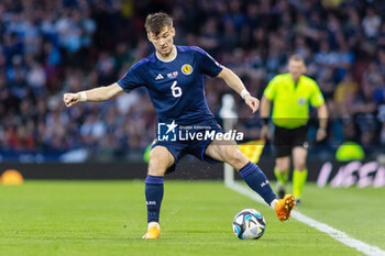 2023-06-20 - Kieran Tierney of Scotland during the UEFA Euro 2024, European Qualifiers, Group A football match between Scotland and Georgia on 20 June 2023 at Hampden Park in Glasgow, Scotland - FOOTBALL - EURO 2024 - QUALIFYING - SCOTLAND V GEORGIA - UEFA EUROPEAN - SOCCER