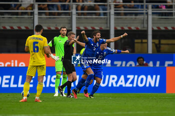 2023-09-12 - Italy’s Manuel Locatelli celebrates after scoring a goal 2-0 - UEFA EURO 2024 - EUROPEAN QUALIFIERS - ITALY VS UKRAINE - UEFA EUROPEAN - SOCCER