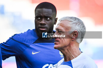 2023-09-06 - Dayot UPAMECANO of France and Didier DESCHAMPS of France during the training of the French team ahead of the UEFA Euro 2024, European Qualifiers football match between France and Ireland, on September 6, 2023 at Parc des Princes Stadium in Paris, France - FOOTBALL - EURO 2024 - FRANCE V REPUBLIC OF IRELAND - TRAINING AND PRESS CONFERENCE - UEFA EUROPEAN - SOCCER
