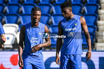 2023-09-06 - Eduardo CAMAVINGA of France and Aurelien TCHOUAMENI of France during the training of the French team ahead of the UEFA Euro 2024, European Qualifiers football match between France and Ireland, on September 6, 2023 at Parc des Princes Stadium in Paris, France - FOOTBALL - EURO 2024 - FRANCE V REPUBLIC OF IRELAND - TRAINING AND PRESS CONFERENCE - UEFA EUROPEAN - SOCCER