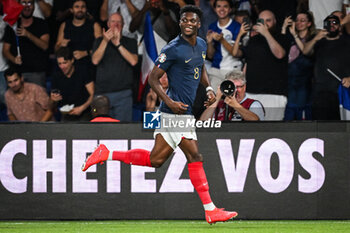 2023-09-07 - Aurelien TCHOUAMENI of France celebrates his goal during the UEFA Euro 2024, European Qualifiers Group B football match between France and Republic of Ireland on September 7, 2023 at Parc des Princes stadium in Paris, France - FOOTBALL - EURO 2024 - QUALIFYING - FRANCE V REPUBLIC OF IRELAND - UEFA EUROPEAN - SOCCER