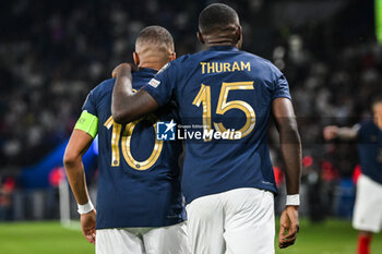 2023-09-07 - Marcus THURAM of France celebrate his goal with Kylian MBAPPE of France during the UEFA Euro 2024, European Qualifiers Group B football match between France and Republic of Ireland on September 7, 2023 at Parc des Princes stadium in Paris, France - FOOTBALL - EURO 2024 - QUALIFYING - FRANCE V REPUBLIC OF IRELAND - UEFA EUROPEAN - SOCCER