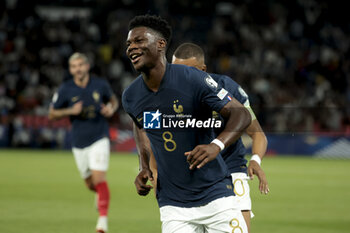 2023-09-07 - Aurelien Tchouameni of France celebrates his goal during the UEFA Euro 2024, European Qualifiers Group B football match between France and Republic of Ireland on September 7, 2023 at Parc des Princes stadium in Paris, France - FOOTBALL - EURO 2024 - QUALIFYING - FRANCE V REPUBLIC OF IRELAND - UEFA EUROPEAN - SOCCER