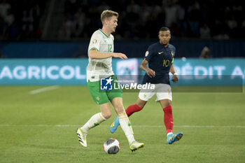 2023-09-07 - Nathan Collins of Ireland, Kylian Mbappe of France during the UEFA Euro 2024, European Qualifiers Group B football match between France and Republic of Ireland on September 7, 2023 at Parc des Princes stadium in Paris, France - FOOTBALL - EURO 2024 - QUALIFYING - FRANCE V REPUBLIC OF IRELAND - UEFA EUROPEAN - SOCCER