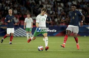 2023-09-07 - Jayson Molumby of Ireland, Aurelien Tchouameni of France during the UEFA Euro 2024, European Qualifiers Group B football match between France and Republic of Ireland on September 7, 2023 at Parc des Princes stadium in Paris, France - FOOTBALL - EURO 2024 - QUALIFYING - FRANCE V REPUBLIC OF IRELAND - UEFA EUROPEAN - SOCCER